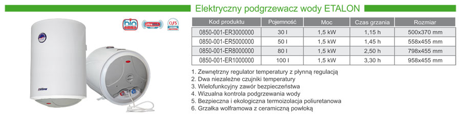 Elektryczne podgrzewacze wody ETALON