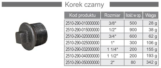 Korek żeliwny z obrzeżem