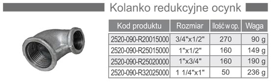 Kolanko żeliwne redukcyjne ww