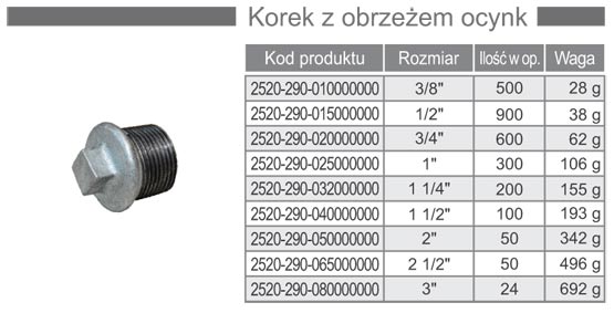 Korek żeliwny z obrzeżem