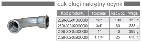 Łuk długi żeliwny