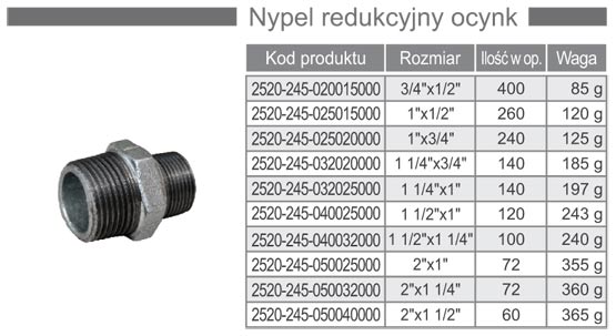 Nypel żeliwny redukcyjny