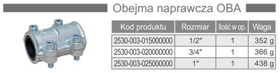Obejma naprawcza żeliwna