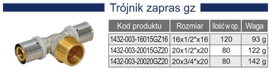 Trójnik gz pex zaprasowywany