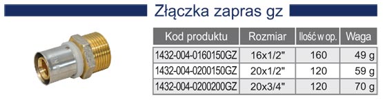 Złączka gz pex zaprasowywane